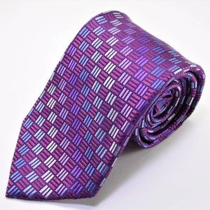 Michael Kors Purple Multicolor Geometric Silk Tie